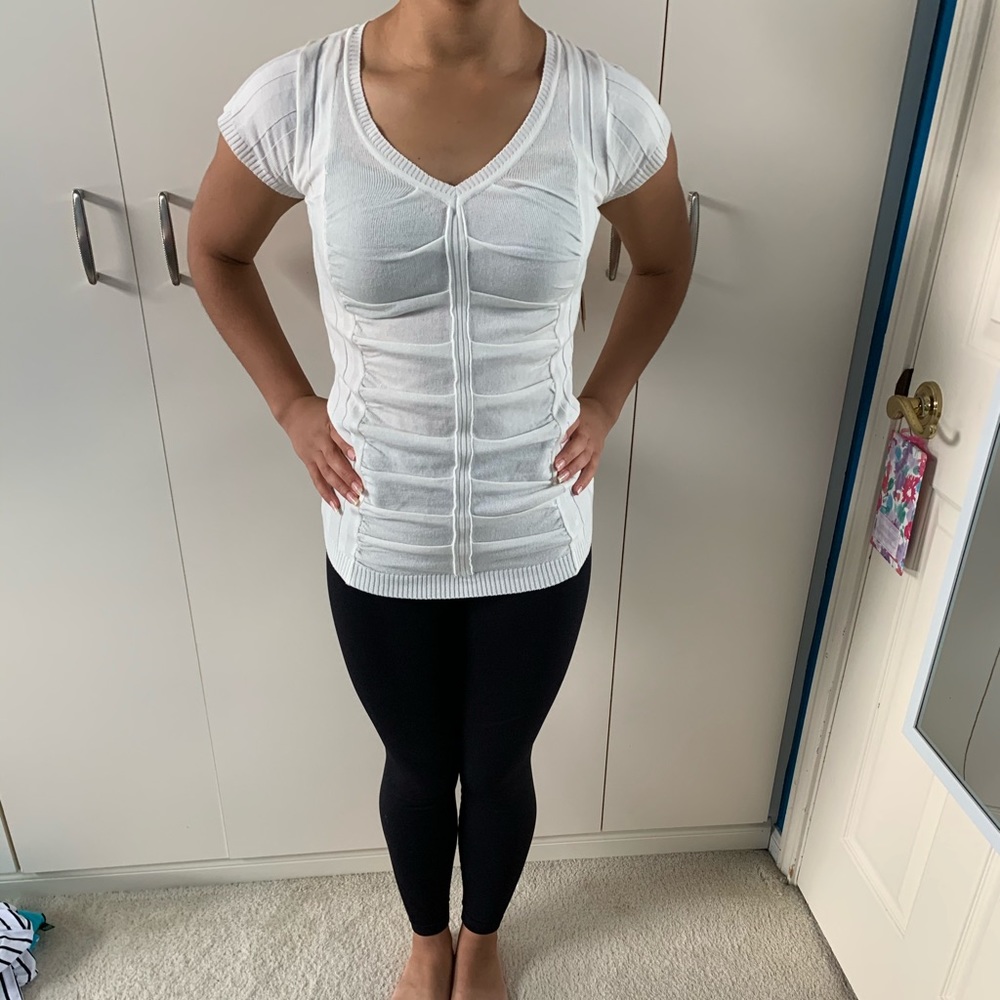 Ivory Knit V Neck Blouse